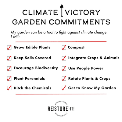list of commitments for a Climate Victory Garden
