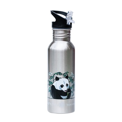 metal water bottle with panda logo