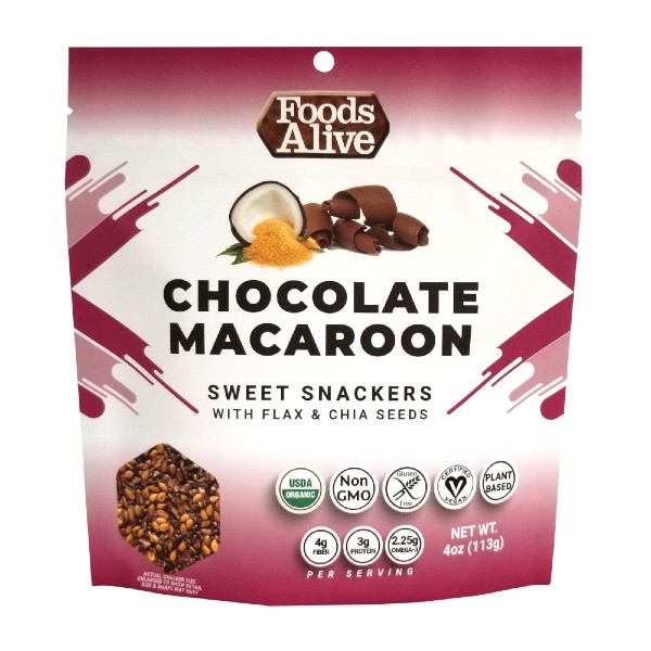 bag of chocolate macaroon organic crackers