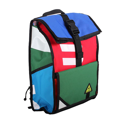 colorful harnessed backpack