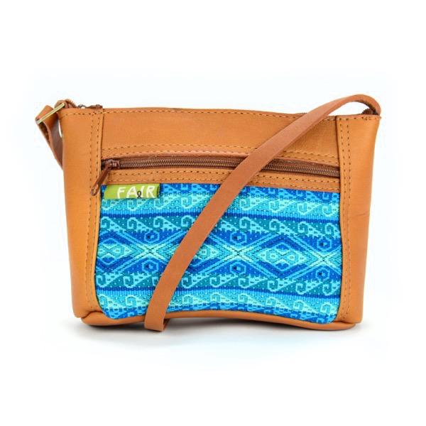 Petite Crossbody Bag. Blue swirl design
