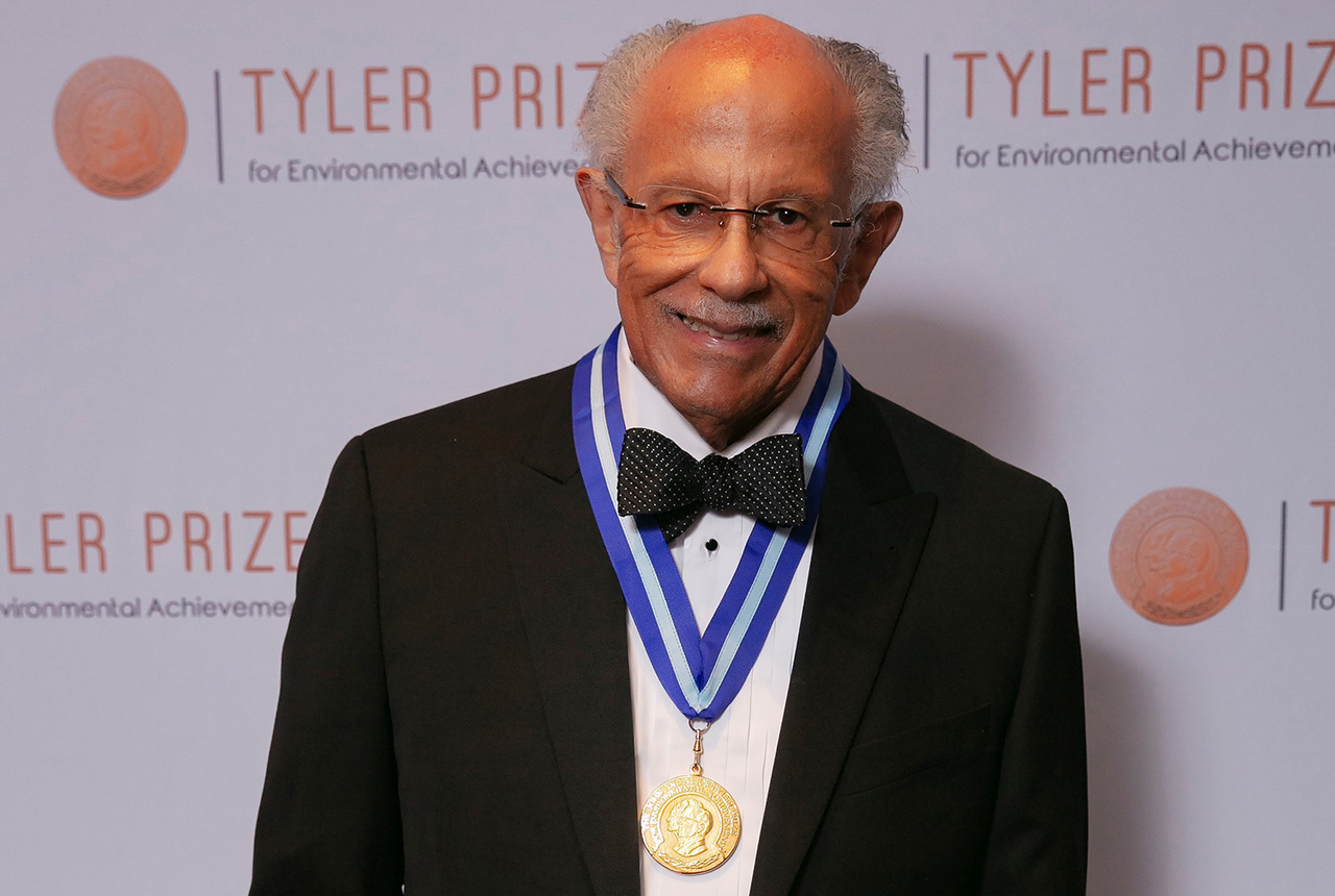 warren washington, elderly black man smiling with medal around neck