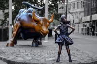 Fearless Girl facing Charging Bull Statue