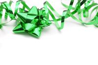 Image: bright green gift ribbon. Sustainable products.