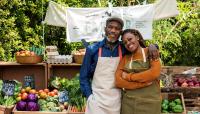 Image: black couple at farmers market Topic: Supporting black communities