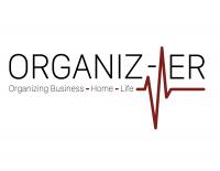 The word "Organiz" and "ER" separated by an EKG heart beat with the words "Organizing Business Home and Life underneath"