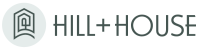 Hill and House Logo with text on right and graphic image on left.