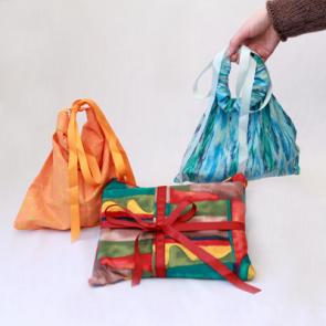 Enkiteng bag - cloth gift wrapping bag made of donated fabric - upcycled