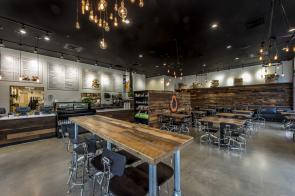 Pioneer Millworks Reclaimed Mixed Hardwoods, Setter's Plank Oak Paneling and Tables