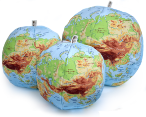 unique, handcrafted, organic cotton physical globe of the world