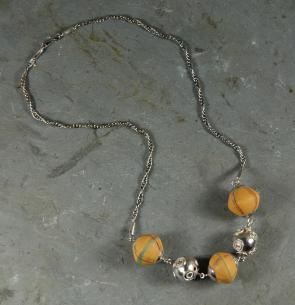 Ghanaian Sterling Silver/Trade Bead Designer Necklace