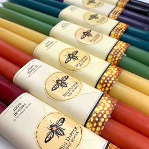 100% beeswax tapers in every color of the rainbow.