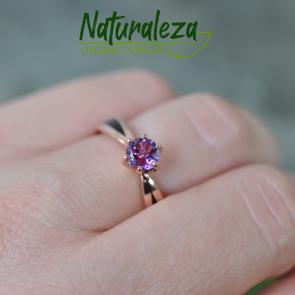 Amethyst Solitaire Engagement Ring with Recycled Rose Gold and Wood