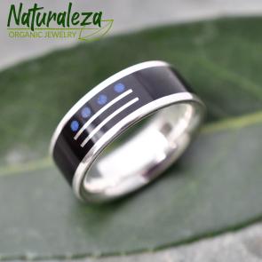 Mayan Numerology Custom Symbol Ring with Lapis Lazuli and Recycled Sterling Silver