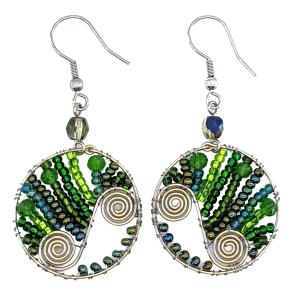 Just one of our several hundred beaded earrings, handmade with Czech glass beads,
