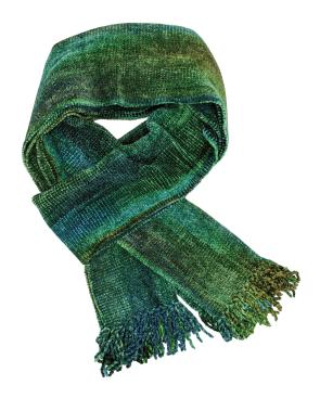 Greens-Blue-Coffee Handwoven Bamboo Chenille Scarf - 50 color ways available!