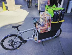 Cargo bike filled with delivery items