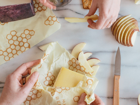 food on beeswax wrapping