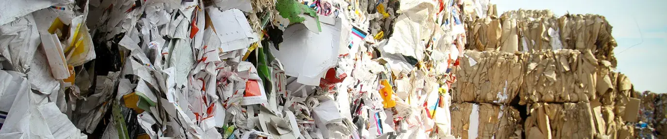 bales of paper and cardboard for recycling