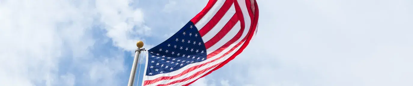 united states of america flag blowing in the wind