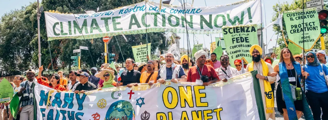 GreenFaith marches for climate in Rome, Italy.