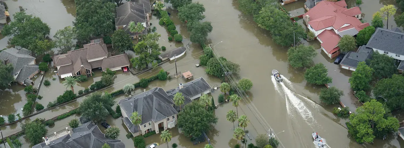 Hurricane Harvey flooded neighborhoods in Houston suburbs.