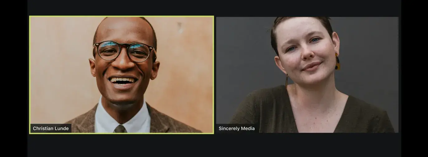 two people on a zoom meeting, which can be made into sustainable online events