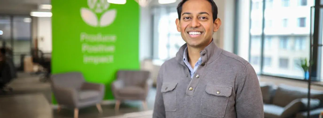 Arcadia Power founder and CEO Kiran Bhatraju in the company's DC headquarters