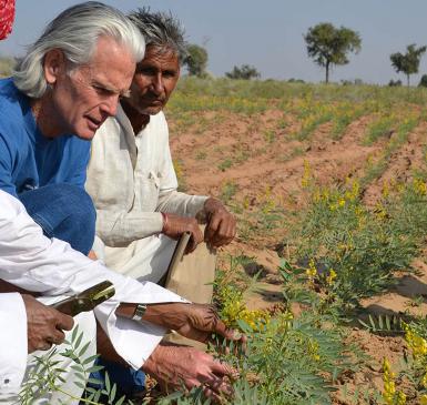 Traditional Medicinals co-founder and chief visionary officer Drake Sadler visits a producer group in India | Photo from Traditional Medicinals
