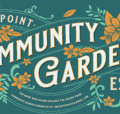 Locust Point's logo, on a green and gold background.
