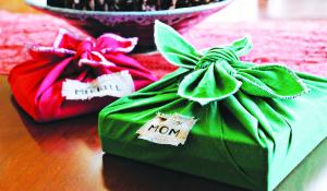 gifts wrapped in fabric