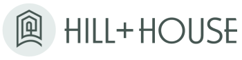 Hill and House Logo with text on right and graphic image on left.